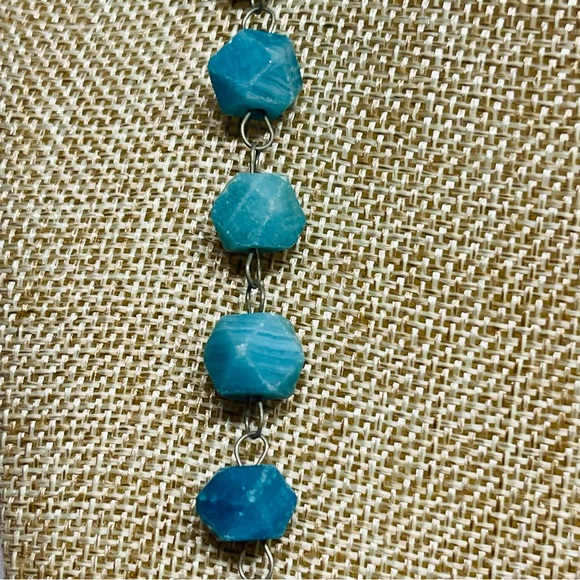 Ocean Breeze Blue Amazonite Natural Gemstone Chain Link Necklace Fashion - Picture 5 of 10